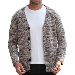 Suéteres para hombres Otoño e invierno Cárdigans finos de pelo mixto Ropa para hombres Mangas largas Abrigo tejido de lana Aguja gruesa Suéter de Navidad