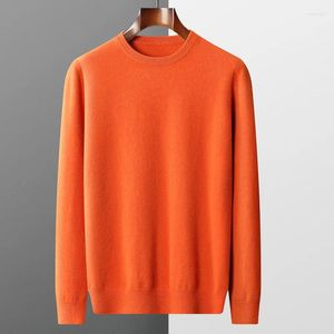 Suéteres para hombres Otoño Invierno Suéter de lana pura Hombres Primera línea Ropa sin costuras O-cuello Jersey Base suelta Casual Cashmere Tejer Top