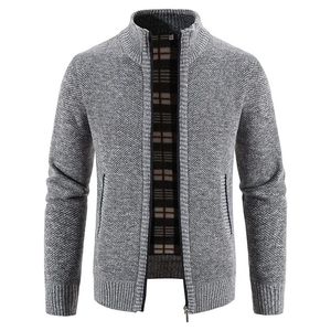 Pulls pour hommes Cardigan couleur unie polaire fermeture éclair veste tricotée pull hiver jupe chaude 231120
