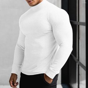 Suéteres para hombres Camisa elegante para hombres Jersey Tops de otoño Básico Anti-encogimiento Color puro Amigable con la piel