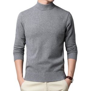 Suéteres para hombres Clásico Básico Medio Cuello de tortuga Suéter de lana Hombres 2022 Invierno Grueso de gran tamaño Negro Azul Gris Ropa de punto Men's