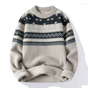 Suéteres para hombres Protección contra el frío Suéter para hombres O-cuello Grueso Cálido Casual Punto Moda Jersey Fleece Jumper Christmas Pull Homme Vintage