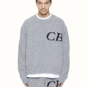 Suéteres de hombre Cole Buxton Minimal Letter Jacquard Loose Crew Neck Sweater Black Off White Grey S-XL 230704