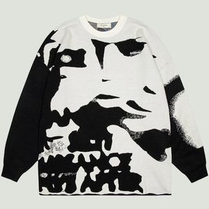 Pulls pour hommes Mode Streetwear Vintage Graffiti Imprimé Pull À Tricoter Hommes Harajuku Hip Hop Surdimensionné Lâche Casual O-Neck Pull Unisexe 220831