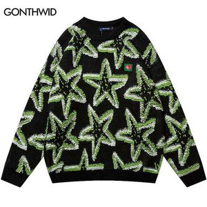 Suéteres para hombres Hip Hop Suéter de punto Y2K Grunge Hip Hop Vintage Retro Star Pullover Jumpers Streetwear Harajuku Moda Punk Suéter gótico T220906