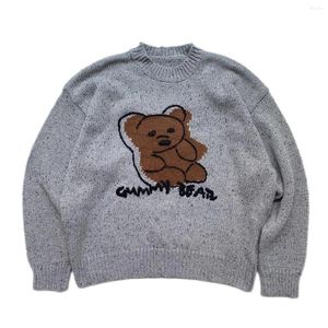 Pulls pour hommes Kapital Vintage Non Hirata Hiroshi Bear imprimé en peluche pull en vrac décontracté polyvalent à manches longues en laine épaisse