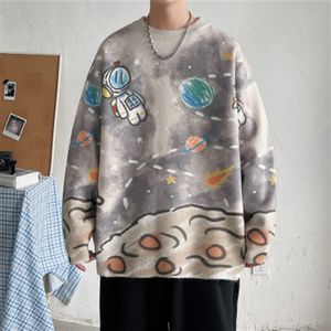 Suéteres masculinos tejidos de gran tamaño sweater sweater space sweet Art Gengar Pastevers Harajuku Streetwear Hip Hop Fashion Grey Casual Unisex 230814