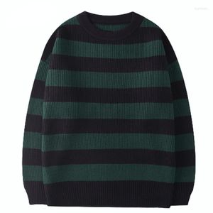 Pulls pour hommes pull tricoté coréen hommes femmes Harajuku pull en coton décontracté Tate Langdon même Style vert hauts à rayures 2022 automne