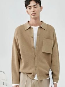 Sweaters para hombres Ropa de hombre con bolsillos tejidos para hombres Cardigan de collar de negocios x tirón lana de gran tamaño coreano otoño elegante