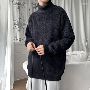 Hommes chandails hommes 2022 hiver col haut tricot laine tissu coupe ajustée pull Homme cachemire col roulé vêtements manteaux M-3XL