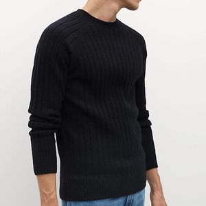 Suéteres para hombre Suéter con cuello redondo y puntada térmica de lana merino suave para hombre 231211