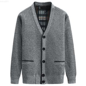 Suéteres para hombres Suéter para hombres Chaqueta de punto Otoño e invierno Ancianos de mediana edad Sueltos Casual Manga larga con cuello en V Abotonada Marrón Abrigo frío L230719