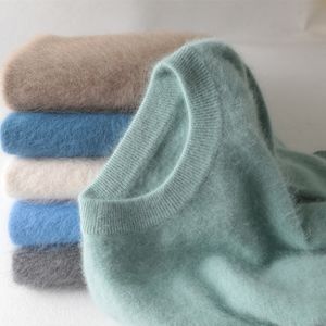 Pullages pour hommes Men's100 Pure Mink Cashmere Soft Warm Oneck Casual Fatlsovers Hiver Long High Quanlity Tops 17 Colors Joters 230210