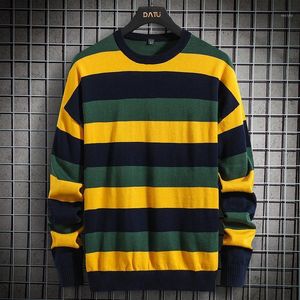 Suéteres para hombres Suéter para hombres 2021 Otoño e invierno Casual Hombre Punto Jersey Algodón Adolescente Boy Stripe Estilo coreano M114