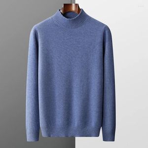 Suéteres para hombres Suéter de cachemira de lana merino para hombres Medio cuello alto Jersey térmico grueso Otoño/Invierno Color sólido Casual