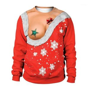 Suéteres para hombres Suéter feo de Navidad Hombres Mujeres Jersey con cuello redondo Fiesta navideña Sudadera de Navidad Pareja Jerséis con estampado divertido en 3D Tops