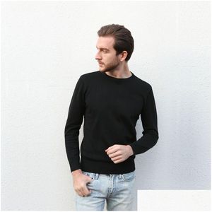 Suéteres para hombres Venta al por mayor Nuevo Best-Selling High-End Casual Moda Cuello redondo Suéter para hombre Marca 100% Algodón Chorlito Drop Entrega Appa Dhu7P