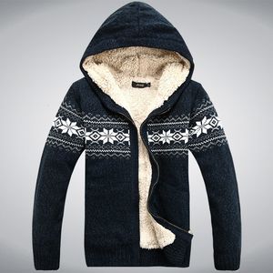 Pulls pour hommes Hiver Épaissir Polaire Laine Homme Pull À Capuche Cardigan notre oreille Mode Coton Rouge Bleu Taille M L XL XXL 230818