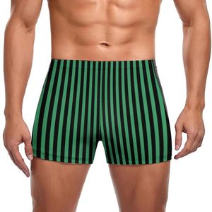 Traje de baño para hombre, bañadores de rayas de caramelo, bañadores de línea verde y negra, pantalones cortos de baño Push Up para piscina, calzoncillos masculinos personalizados que se mantienen en forma