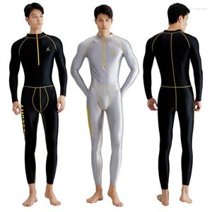 Maillots de bain pour hommes Collants brillants soyeux pour hommes Fermeture à glissière avant Yoga Shinny Sportswear Body polyvalent Taille Plus Loisirs Surf