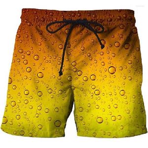 Traje de baño para hombres Verano para hombre Cerveza Pantalones cortos de playa 3D Casual Transpirable Gimnasio Pantalones deportivos Novedad Hombres Natación Secado rápido