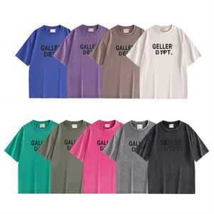 T-shirt pour hommes début du printemps chemises étiquette de mode de rue en trois dimensions lettre en silicone imprimé lavé et usé manches courtes hip-hop rue haut multicolore