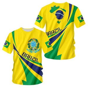 Camisetas para hombres 2022 Camisa Do Brasil Insignia Hot Wind Grid Impreso para hombre Manga corta O-cuello Moda Street Casual Shirt Plus Tamaño J240326