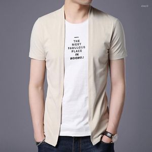 Camisetas para hombre 2022 marca de moda para hombre Color sólido falso dos tendencias de verano ropa de calle TopsKo camisetas de manga corta ropa