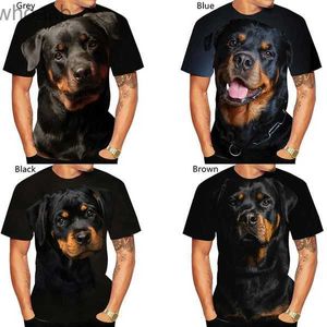 Camisetas para hombre 2022 Nuevo diseño Lindo perro mascota Rottweiler Camiseta con estampado 3D Divertido y elegante para hombres y mujeres Pantalón corto casual Mangas 240130
