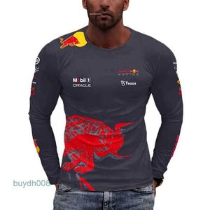 T-shirts pour hommes 2023/2024 Nouvelle F1 Formula One Racing Team Compétition Sports extrêmes en plein air Extra Large Manches longues Red Animal Bull Tees 44g5