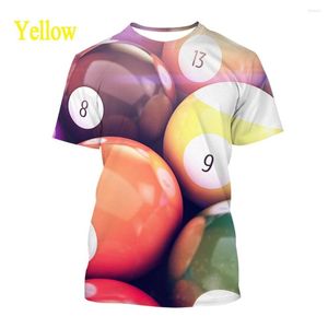 T-shirts pour hommes 2023 T-shirt imprimé en 3D Casual Pool Balls Billard Hommes Femmes Chemise Funny Tees212g