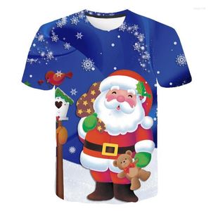 Camisetas para hombre 2023 Anime 3D estampado lindo camiseta de gran tamaño Santa Claus feliz celebración ropa de hombre vacaciones niños