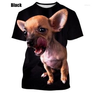 Herren T-Shirts 2023 Chihuahua 3D-Druck T-Shirt Niedlicher Tierhundedruck Männer und Frauen Lässige Mode Rundhals Kurzarm Top
