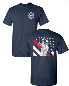 Hommes t-shirts 2023 mode coton T-shirt mince ligne rouge pompier drapeau américain service d'incendie T-shirt 1684
