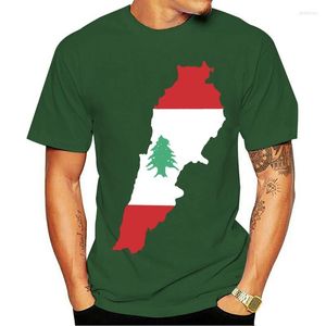 Camisetas para hombre 2023 moda divertida hombres mujeres novedad Líbano mapa bandera con trazo fresco cuello redondo algodón