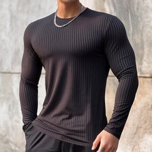 Herren-T-Shirts 2023 Fitness-T-Shirt Männer Casual Langarm-dünnes Hemd Männliche Bodybuilding-T-Shirts Tops Laufsport Schnelltrocknendes Training