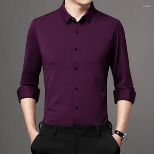T-shirts pour hommes 2023 Gentleman Business pour hommes Regular Fit Vêtements Grandes tailles Blouses Violet Rouge Travail Bureau Porter Hudband Robe