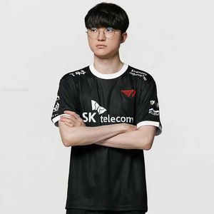 Camisetas de Hombre 2023 LOL T1 Jersey negro LCK SKT Faker Keria Zeus Oner Gumayusi Camiseta personalizada Uniforme Hombres Mujeres Fans E-Sport Hombre Top Tees