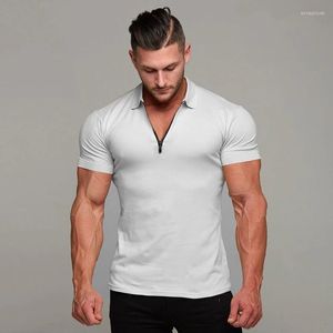 T-shirts pour hommes 2023 T-shirts pour hommes mode à manches courtes Fitness chemise de musculation pour hommes entraînement Slim Fit coton gris