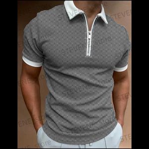 Camisetas para hombres 2023 Mens Slim Fit Argyle Impresión Polo Shirt Hombres Vintage Polo Shirts Marca Hombres Camisa de manga corta Ropa de verano T240325