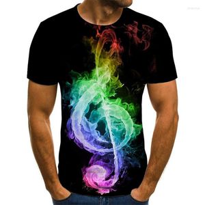 Camisetas para hombres 2023 Personalidad Impresión digital 3D Niños Camiseta de manga corta Nota musical Ice Fire Man Mujeres sueltas Casual Cuello redondo