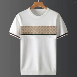 T-shirts masculins 2024 plus taille d'automne mi-manches pull manque court t-shirt broderie de ligne décontractée