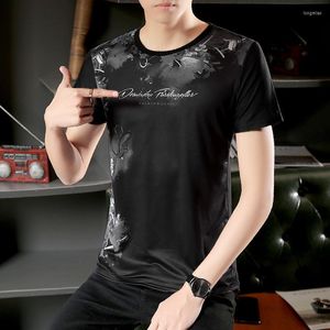 Camisetas para hombre, camisetas de verano 2023, camisetas de seda helada con cuello redondo para hombre, camiseta de manga corta para hombre, ropa delgada de poliéster, abrigo estampado a la moda