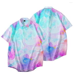 Camisetas de hombre 2023 verano Tie Dye camisa de manga corta de talla grande diseño de mezclilla impresión Digital 3D para hombre