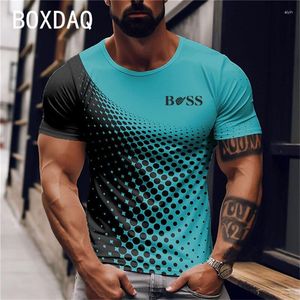 Camisetas masculinas 2023 camiseta moda 3d lunares de pola gradiente tops calles marcas de verano hombres de manga o-cuello informal