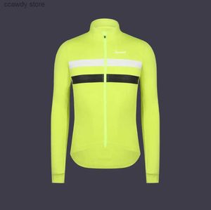 Camisetas para hombres 2024 New Neon Yellow Winter Termal FeCe Cycling Jersey with Rctive Stripe Urban Bicyc Clother Road Termal Jersey H240407