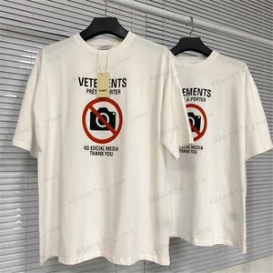 Camisetas para hombres 20SS VTM/Witte Cute Summer New No Photography Carta Impresión de camiseta de manga corta Fashion Mass's and Women Fashion T230317