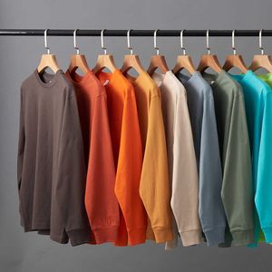 T-shirts pour hommes 230g Poids lourd T-shirts pour hommes en coton de qualité supérieure à manches longues Mode Simple Basic Multi-Color O-Neck Threaded Poignets Youth Tees Tops Y2302