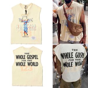 T-shirts pour hommes 24ss Designer de haute qualité RRR123 x FOG Co-branding High Street Loose GOSPEL Gospel Cross V-Col V-Col V-Col V-Manches Vest