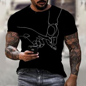 Hommes t-shirts 3D tenir les mains graphique T-shirt décontracté à manches courtes vêtements de rue geste imprimé en été 2023 hommes